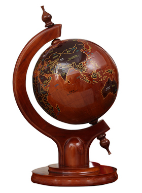 大号办公桌室实木地球仪摆件工艺品仿古木质桌面装饰礼品摆件