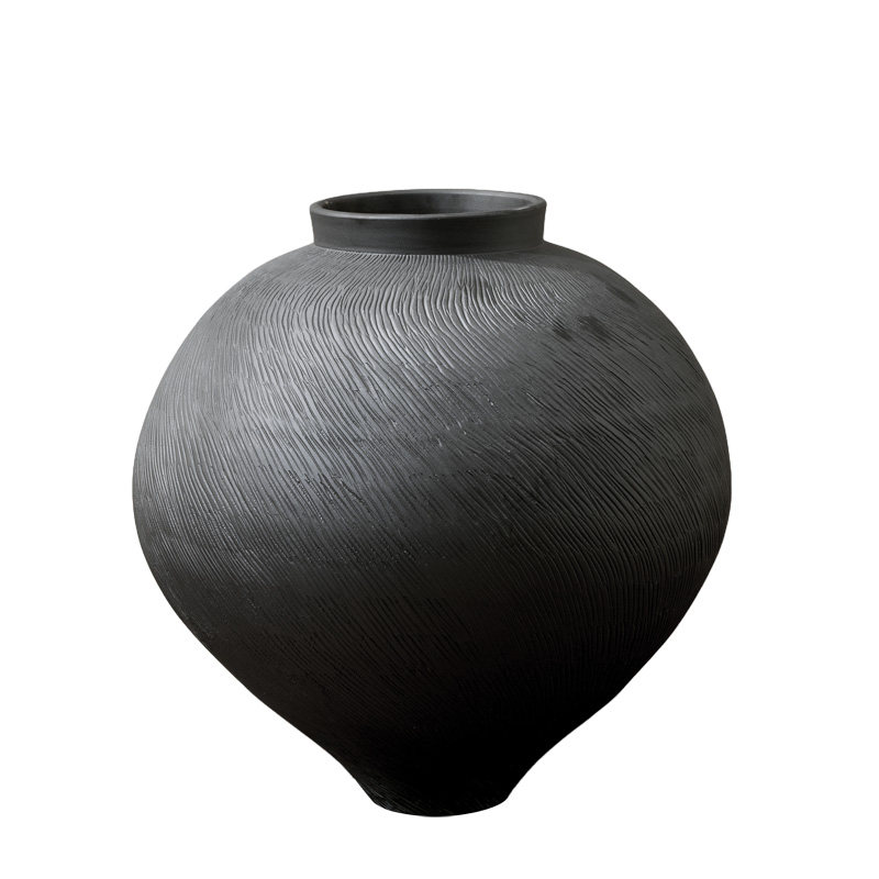 新黑色粗陶罐大肚瓶插器客厅样板间软装家居饰品,淘宝优惠券,粉丝福利购,淘宝优惠卷