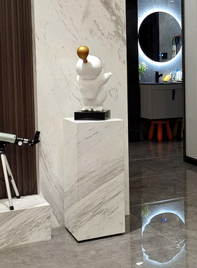 大理石摆台客厅玄关地台电视柜旁落地柱子石墩底座基座雕塑台