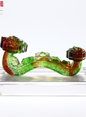 龙凤吉祥万事如意摆件招财水晶玻璃琉璃工艺品家居客厅玄关装饰品