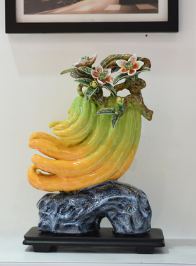 装饰客厅电视柜玄关办公桌工艺品茶几中式陶瓷佛手瓜摆件家居饰品