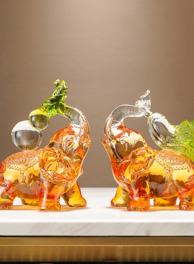 创意葫芦白菜如意大象一对招财家居玄关电视柜乔迁新居礼品