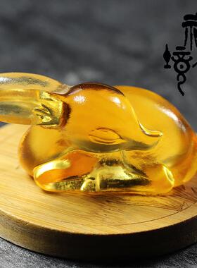 古法琉璃茶宠小兔子猴子小猫小鹿小乌龟蜗牛创意摆件茶席道具礼品