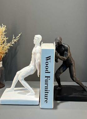 欧式创意书挡书立人物雕塑装饰摆设客厅样板间电视柜家居桌面摆件