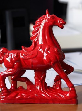 赤兔马摆件唐三彩马到成功装饰品陶瓷马工艺品办公室酒店新房礼物
