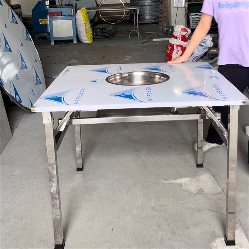 加厚全不锈钢放卡式炉火锅桌配钢圈炉架方桌圆桌摆摊餐桌可定制,淘宝优惠券,粉丝福利购,淘宝优惠卷