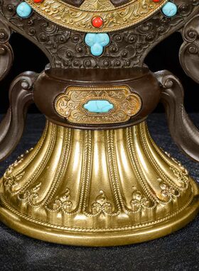 法轮慧宝黄铜古色转法金轮王七政宝A款金刚杵供佛前摆件民族供具