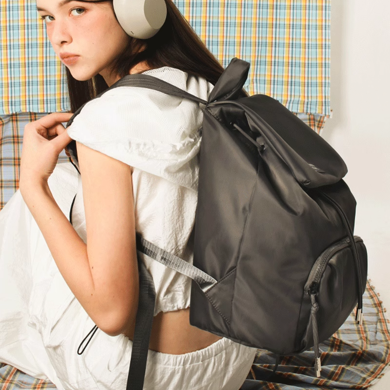 MASMARULEZ正品现货防水束口双肩包draw flap backpack Dark gray - 图0