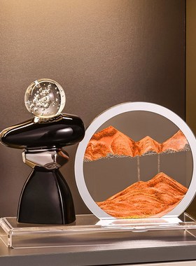 高级感时来运转流沙画摆件电视柜酒柜子玄关客厅高档装饰品办公室