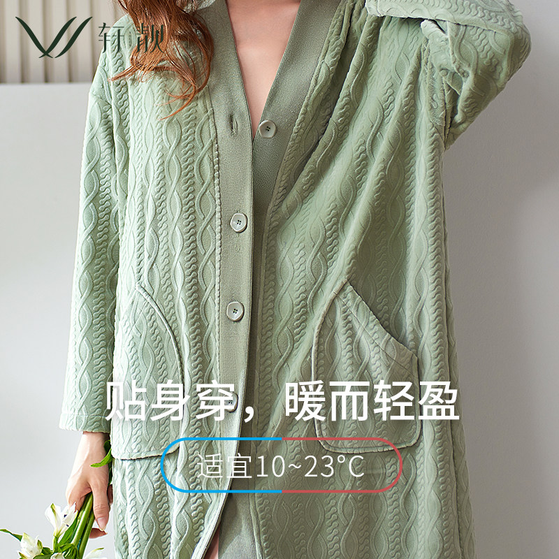 海岛绒睡袍女士秋冬季珊瑚绒加绒加厚睡裙保暖浴袍春秋家居服长裙,淘宝优惠券,粉丝福利购,淘宝优惠卷