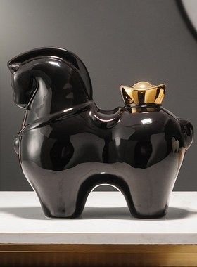 马上有钱红酒架摆件酒柜轻奢客厅餐边柜中式装饰酒托杯架乔迁礼品