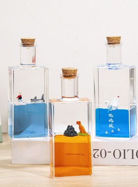 方形漂流瓶游轮漂浮入油油滴家居酒柜装饰品送同学生日礼物礼品