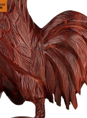 班德拉斯木雕鸡 红木工艺品木雕刻如意公鸡摆件鸿运当头办公礼品