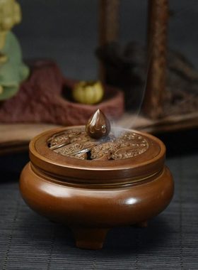班德拉斯纯铜香炉创意祥云镂空铜质熏香炉居室黄铜檀香炉塔香炉