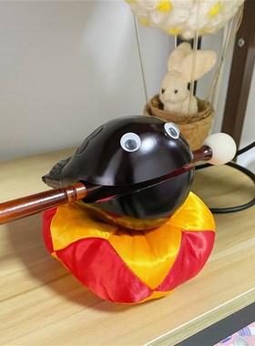 敲敲小木鱼烦恼全消小号木雕可爱随身不生气摆件解压玩具礼物