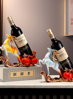 创意实用新中式一路顺柿红酒架葡萄酒架子洋酒收纳摆件家居饰品