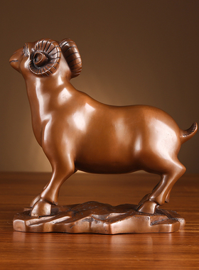 铜欣祥 紫铜生肖羊纯铜羊摆件办公室客厅摆设家居工艺装饰品