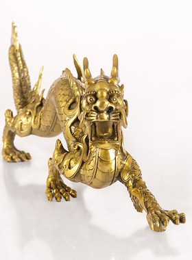 纯黄铜世纪龙金色龙年新家居办公室桌面生肖龙装饰工艺品