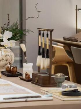 新中式香炉装饰摆件托盘组合套装样板间客厅茶几茶室禅意软装饰品