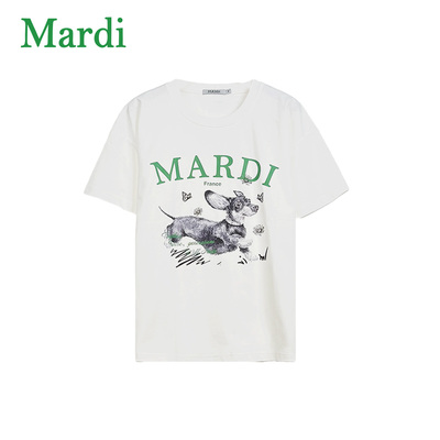 MARDI小狗印花短袖T恤女夏宽松