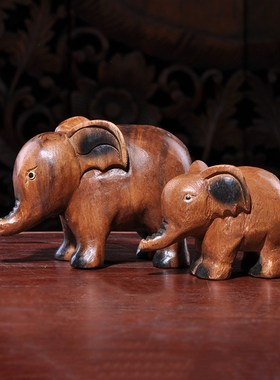 泰国实木大象桌面摆件招财家居饰品雕刻工艺品办公室桌面装饰