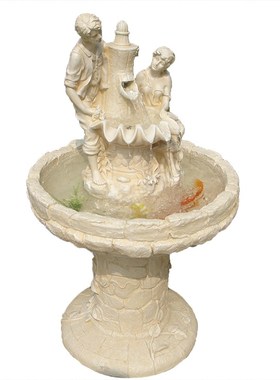 欧式情侣人物工艺摆设田园风家居庭院流水加湿喷泉祝福装饰摆件