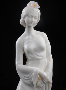 花之梦寒香德化陶瓷仕女明清古典人物邱玉珍大师赞梅白瓷收藏摆件