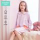 Jiu Suiban Girls Home Dress Autumn and Winter Girls Home Clothes Pure Cotton Middle and Large Children Baby Princess Long Sleeve Cartoon Nightgown