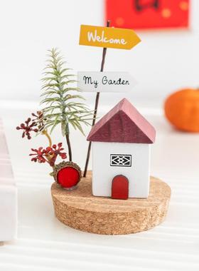 阿楹 新年绿植入户门玄关柜摆件微景观房子乔迁新居洞洞板装饰花