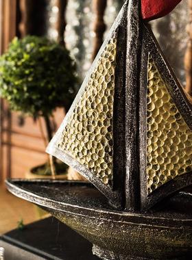 JK慕空间 复古做旧创意帆船船锚桌面树脂装饰摆件