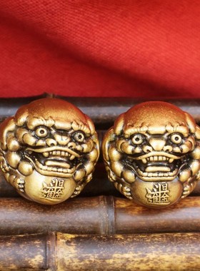 纯黄铜招财貔貅手玩球保健球文玩手把件养生解压健身球中老年礼物