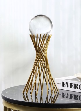 水晶球小蛮腰轻奢金属桌面摆件家居客厅电视酒柜玄关装饰工艺品