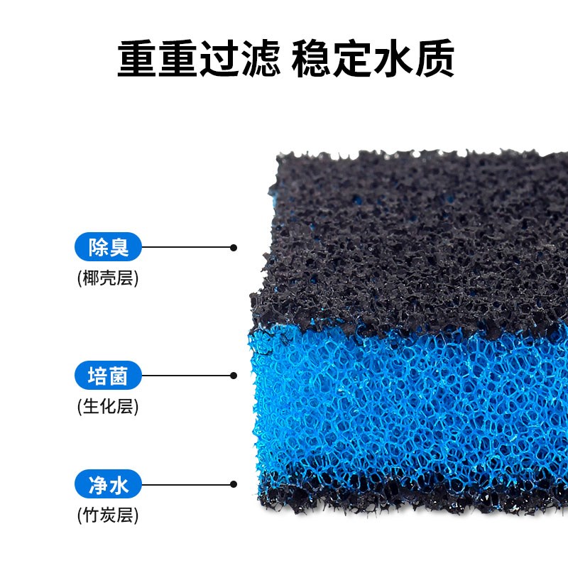 鱼缸活性炭过滤棉养鱼专用鱼池过滤上滤盒水族小型鱼缸高密度净水 - 图3