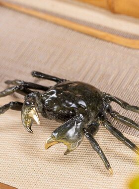 朱炳仁铜 金钳宝 铜螃蟹摆件八方来财客厅桌面茶宠手把件装饰礼品