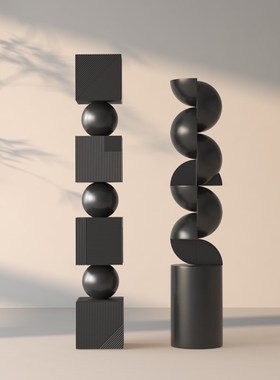 由居 无尽之柱落地摆件酒店雕塑售楼处走了玄关空间软装抽象异形