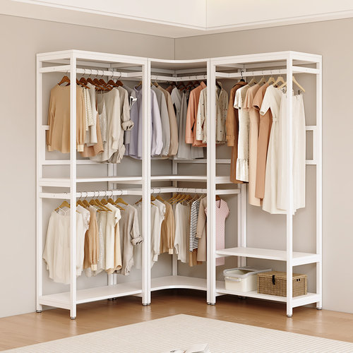 开放式金属衣柜框架步入式衣帽间架子组装自制货架衣柜钢架结构 - 图1