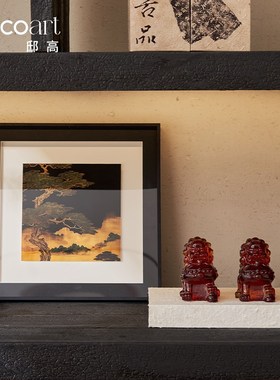 邸高家居 新中式茶室布置高级感 边柜置物柜禅意摆件装饰花瓶美学