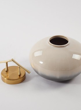 新中式陶瓷罐摆件样板房玄关柜隔断家居客厅玄关电视柜博古架摆设