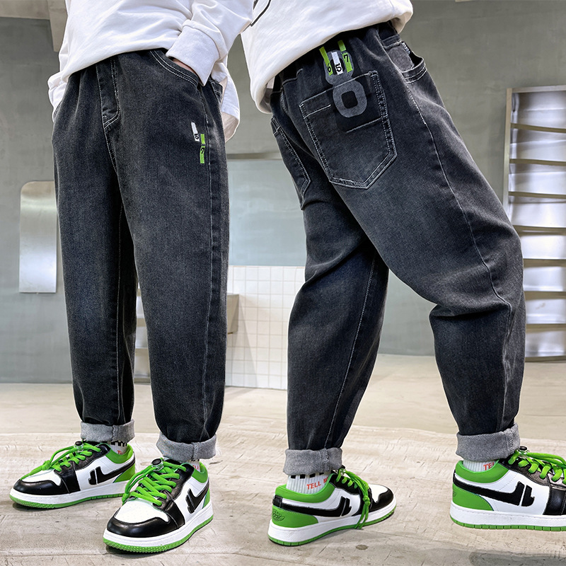 儿童装男童春秋裤子秋款2025新款单裤中大童韩版长裤休闲牛仔裤潮 - 图0