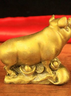 纯铜猪摆件小猪金猪生肖猪家居客厅饰品工艺品办公室桌面摆放