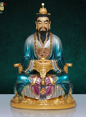 铜彩三清祖师爷太上老君神像佛骑青牛道德天尊家用供奉摆件铜纯