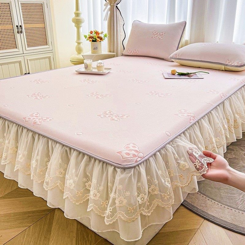 床笠款凉感冰丝豆豆凉席蕾丝花边床罩可机洗水洗空调专用软席子,淘宝优惠券,粉丝福利购,淘宝优惠卷