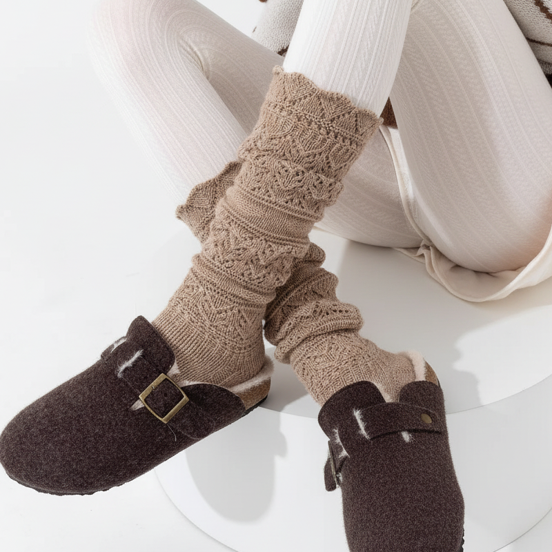 可叠穿秋冬保暖针织镂空小腿袜复古羊毛堆堆袜子女毛线花边长袜,淘宝优惠券,粉丝福利购,淘宝优惠卷