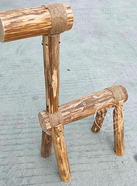 仿古木马创意实木手工木头动物造型造景装饰道具田园风格森林系列