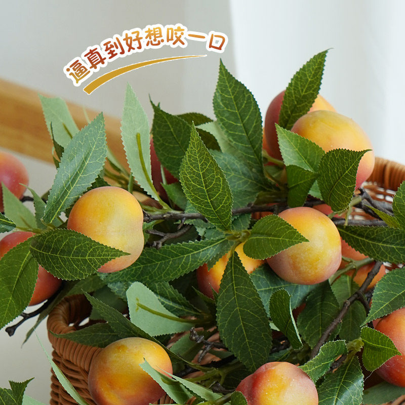 杏子仿真果树枝客厅玄关装饰摆饰餐桌插装饰干燥假仿真水果,淘宝优惠券,粉丝福利购,淘宝优惠卷