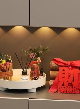 入户进门玄关新家装饰品摆件客厅家居肉桂生财摆设放钥匙收纳托盘