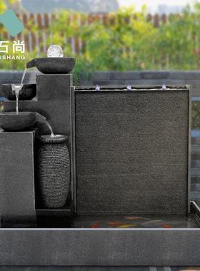 花岗岩水幕墙大型假山流水喷泉鱼池石雕摆件室内摆设花园庭院水景