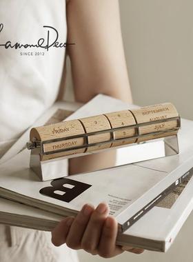 LD万年历木质台历日历家居客厅装饰桌面茶几摆件女神节生日礼物