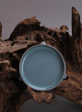 北宋 汝窑青釉小号三足洗 古玩仿宋代出土家居装饰手工瓷收藏摆设