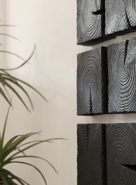 木木碳化木块侘寂风摆件艺术挂件墙面挂饰中古壁饰Y复古玄关墙饰